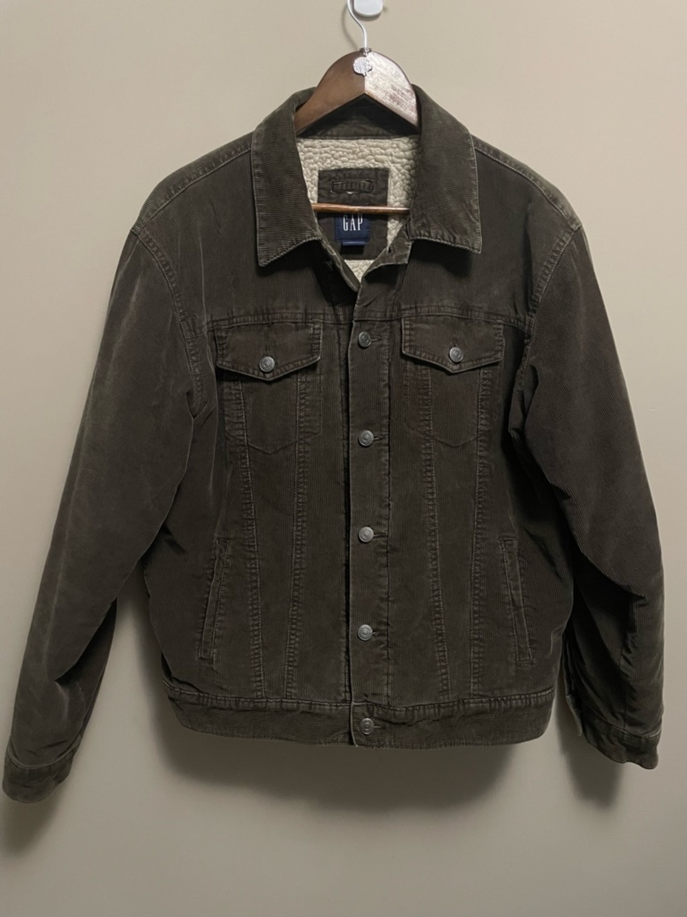 GAP Men's Brown Corduroy Sherpa Lined Trucker Jacket Men’s Medium